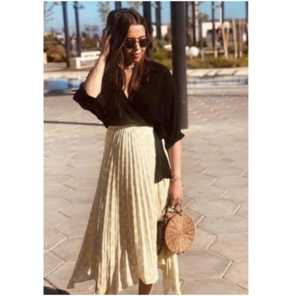ZARA polka dot pleated skirt